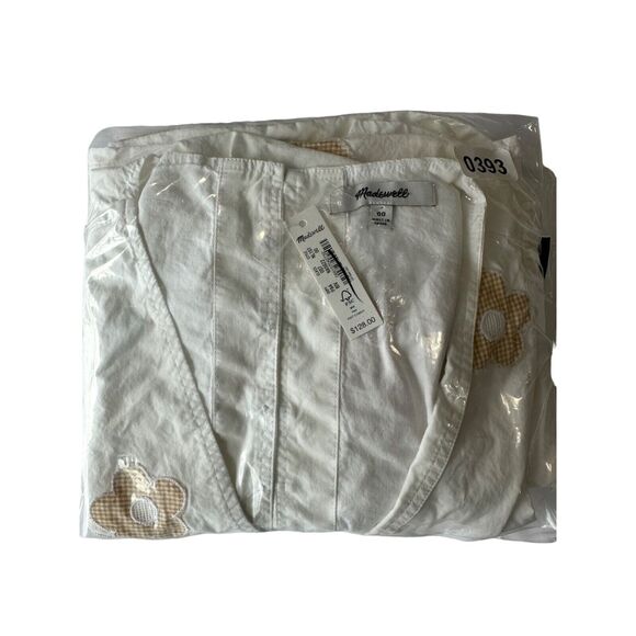 Madewell Annamarie Mini Girly Gauzy Poofy Cotton Dress White Floral NWT size 00 - Picture 7 of 7